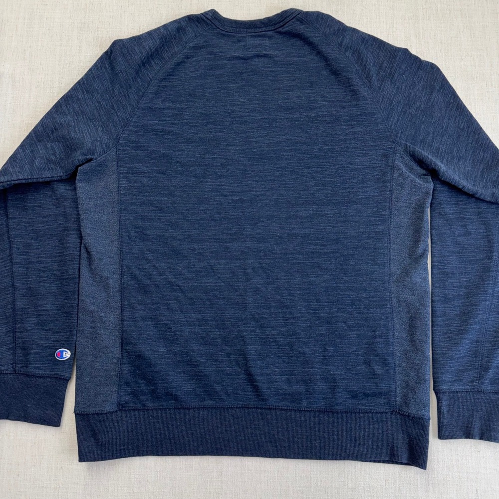 Y2K Champion Mens Crewneck Sweatshirt XL Blue Heather Raglan Athletic Pullover - Picture 3 of 13